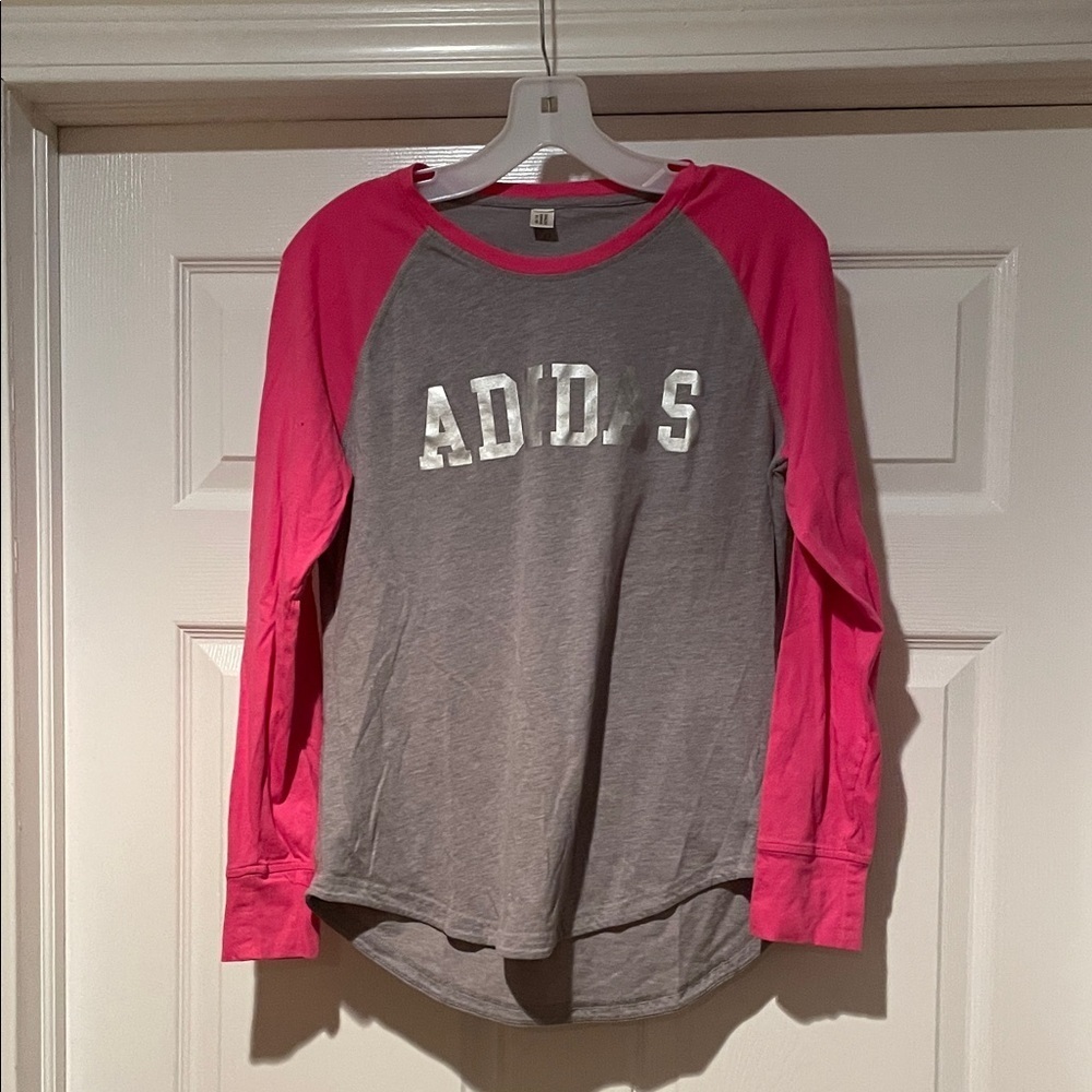 Adidas Long Sleeve Shirt in Gray and Pink - Picture 1 of 2
